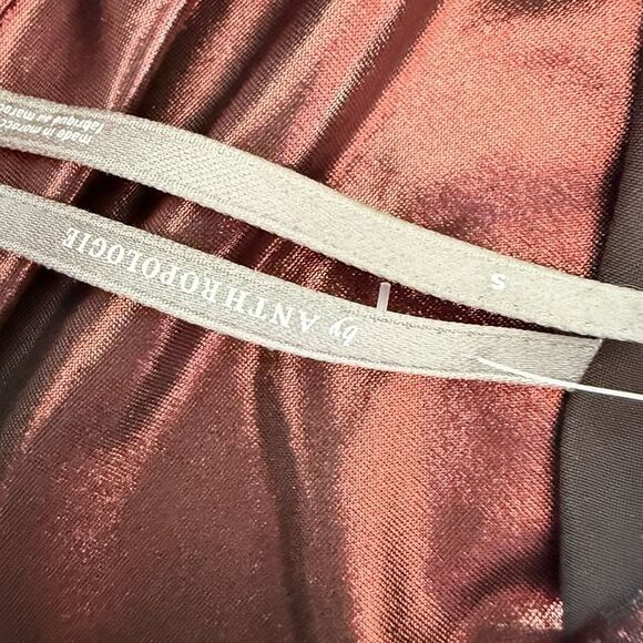 Anthropologie Shine Button Down Shirt Small Burgundy Metallic Top OVERSIZED NWT - Picture 8 of 11